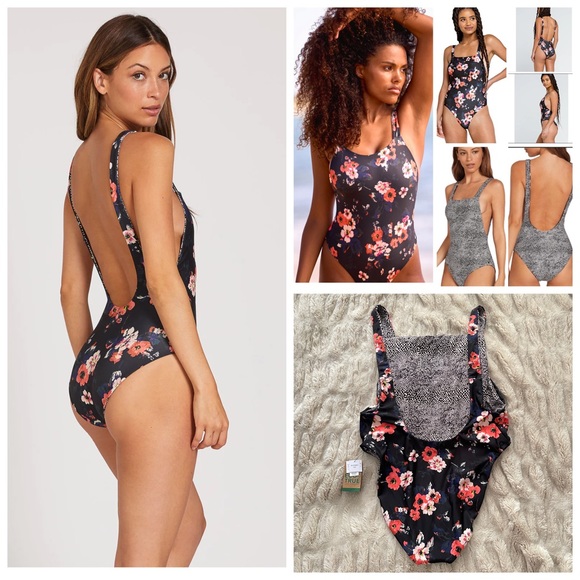 Volcom LEAF IT BE ONE-PIECE SWIMSUIT - BLACK - Picture 1 of 14